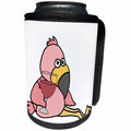 3dRose All Smiles Art Birds - Cute Funny Baby Pink Flamingo Bird Drinking Wine Cartoon - Can Cooler Bottle Wrap (cc_288179)