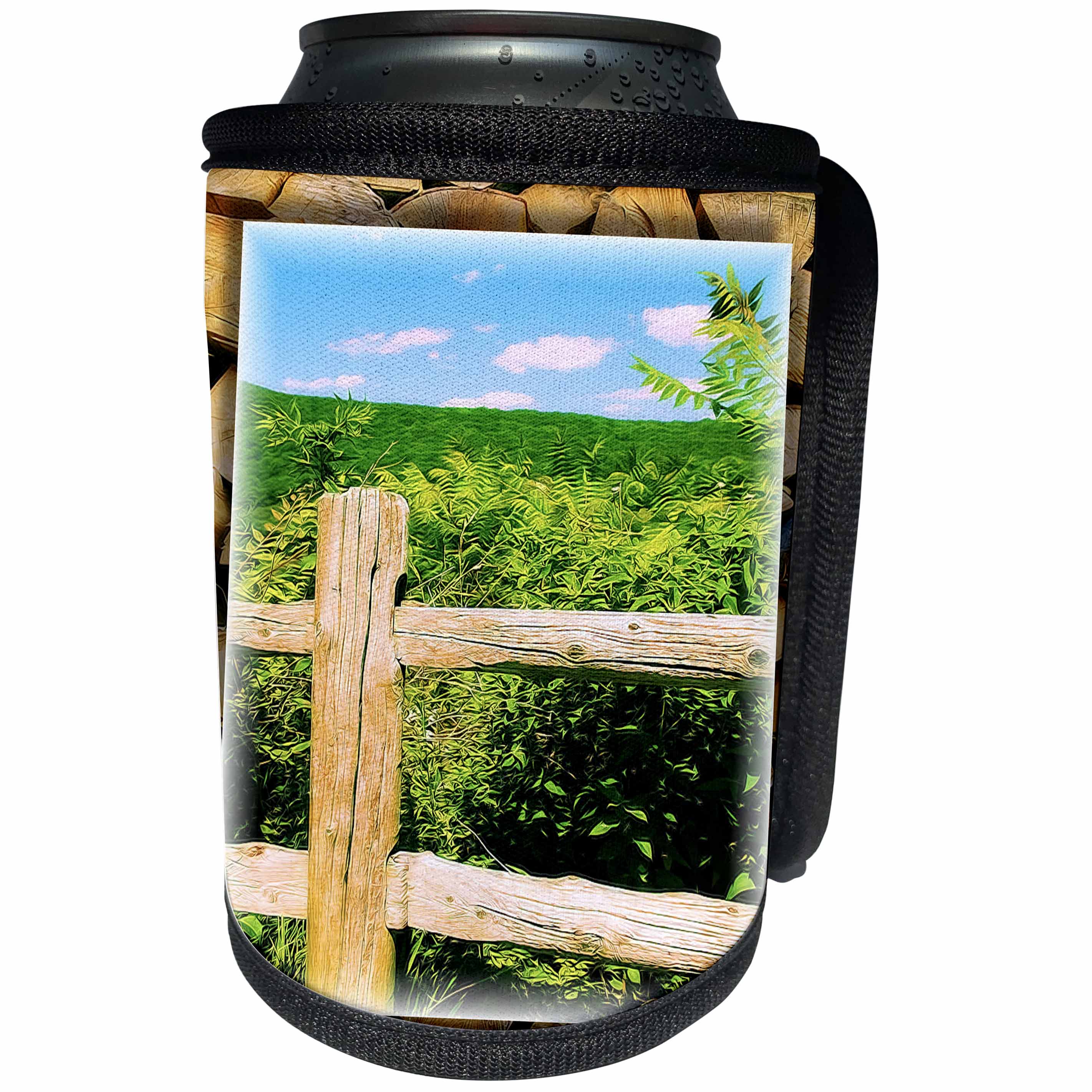 3dRose Susan Brown Designs Nature Themes - Rural Fence - Can Cooler Bottle Wrap (cc_28818)