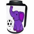 3dRose All Smiles Art Sports and Hobbies - Cute Funny Baby Purple Elephant Playing Soccer or Football - Can Cooler Bottle Wrap (cc_288183)