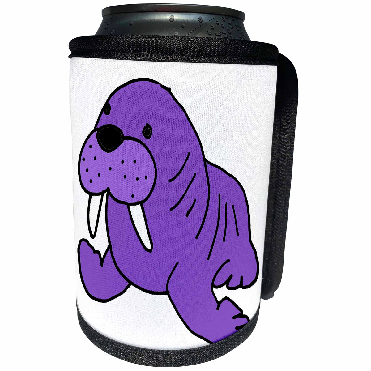 3dRose All Smiles Art Animals - Cute Funny Baby Purple Walrus Cartoon - Can Cooler Bottle Wrap (cc_288192)