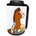 3dRose All Smiles Art Animals - Cute Funny Baby Appaloosa Pony Horse eating Ice Cream Cone - Can Cooler Bottle Wrap (cc_288197)