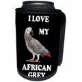 3dRose Sven Herkenrath Animal - I Love My African Grey Cute Parrot On Black Background - Can Cooler Bottle Wrap (cc_288308)