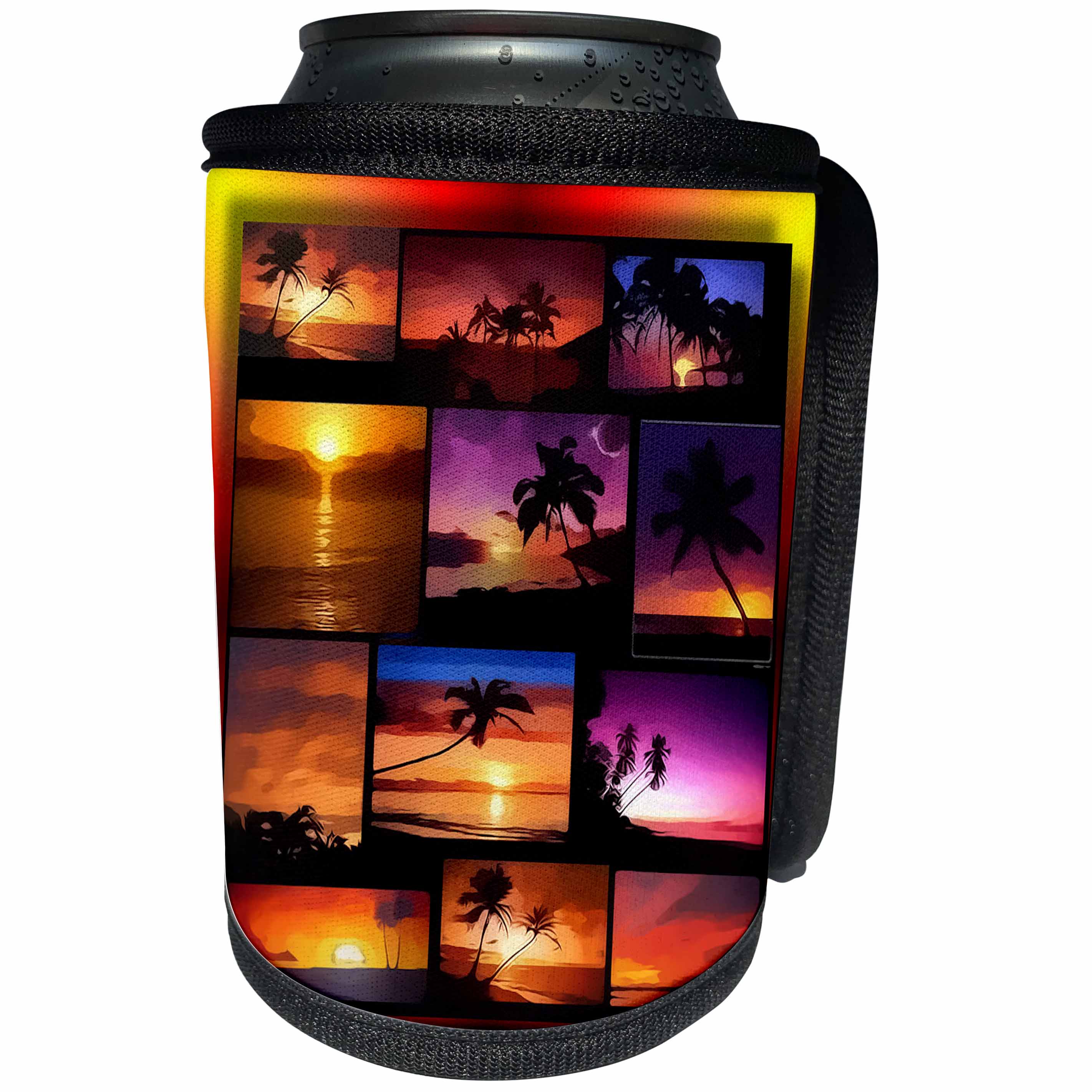 3dRose Susan Brown Designs Nature Themes - Sunset Beach Collage - Can Cooler Bottle Wrap (cc_28831)