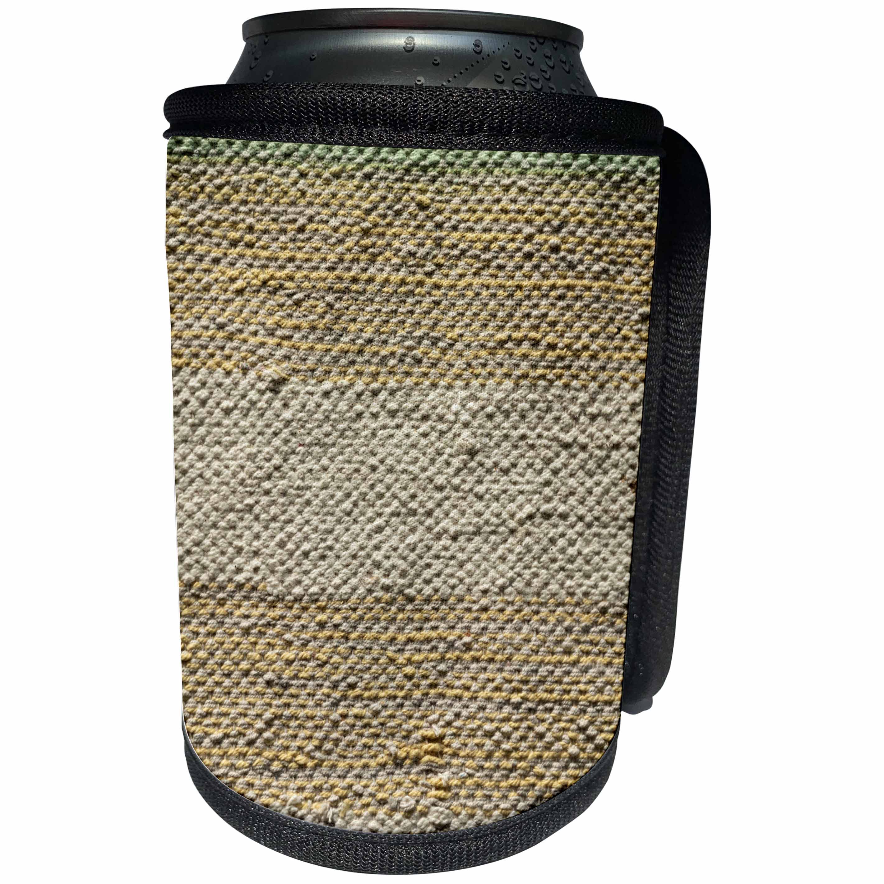 3dRose Alexis Photography - Texture Textile - Pattern of a woven textile cloth of yellow and beige colors - Can Cooler Bottle Wrap (cc_288364)