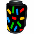 3dRose Alexis Design - Abstract - Yellow, green, blue, red color brush strokes on black background - Can Cooler Bottle Wrap (cc_288368)
