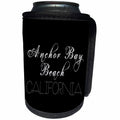 3dRose Alexis Design - American Beaches - Anchor Bay Beach, California. Elegant white text on black backdrop - Can Cooler Bottle Wrap (cc_288379)