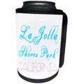 3dRose Alexis Design - American Beaches - La Jolla Shores Park, California. Red, blue text on white - Can Cooler Bottle Wrap (cc_288393)
