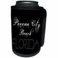 3dRose Alexis Design - American Beaches - Panama City Beach, Florida. White text on black - Can Cooler Bottle Wrap (cc_288411)