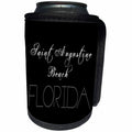 3dRose Alexis Design - American Beaches - Saint Augustine Beach, Florida. White text on black - Can Cooler Bottle Wrap (cc_288415)
