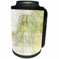 3dRose Cassie Peters Four Letter Words - Lace-Like Green Grunge Abstract Digital Art Be Kind But Take No Shit - Can Cooler Bottle Wrap (cc_288469)