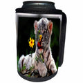 3dRose Susan Brown Designs Animal Themes - White Tiger Cub Licking Flowers - Can Cooler Bottle Wrap (cc_28848)