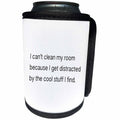 3dRose Tory Anne Collections Quotes - I Cant Clean My Room Because I Get Distracted By The Cool Stuff I Find - Can Cooler Bottle Wrap (cc_288480)