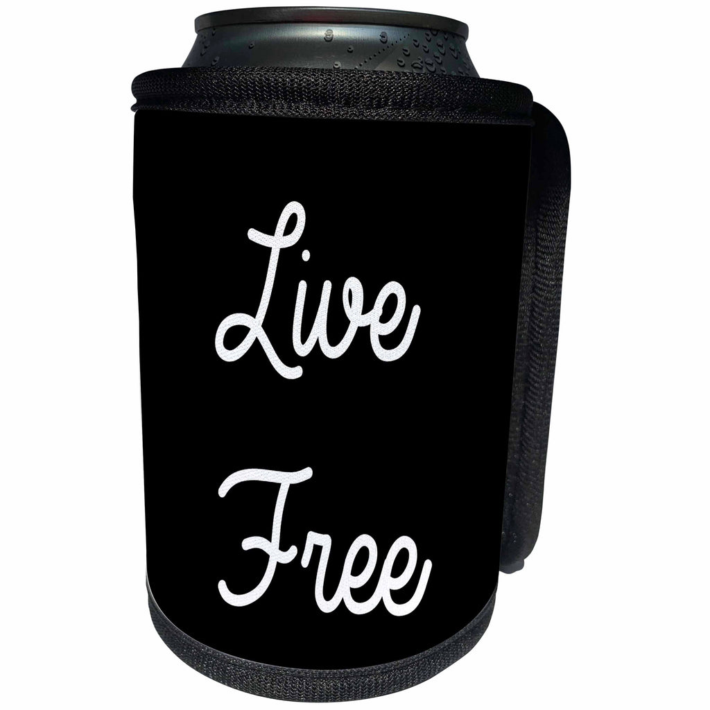 3dRose Tory Anne Collections Quotes - Live Free - Can Cooler Bottle Wrap (cc_288603)