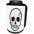 3dRose Janna Salak Designs Day of the Dead - Day of the Dead Skull Día de los Muertos Sugar Skull White - Can Cooler Bottle Wrap (cc_28864)