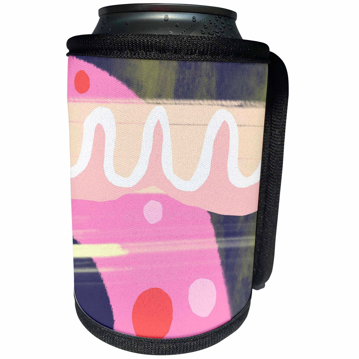 3dRose Lasha Beraia - Abstract - Abstract Painting with Red and Pink Circles and White Ornament - Can Cooler Bottle Wrap (cc_288688)