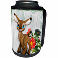 3dRose Spiritual Awakenings Animals - Adorable baby fawn with garden and flowers - Can Cooler Bottle Wrap (cc_288733)