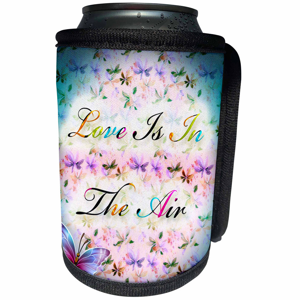 3dRose Spiritual Awakenings Fantasy - Butterflies and Spiritual Saying - Can Cooler Bottle Wrap (cc_288737)