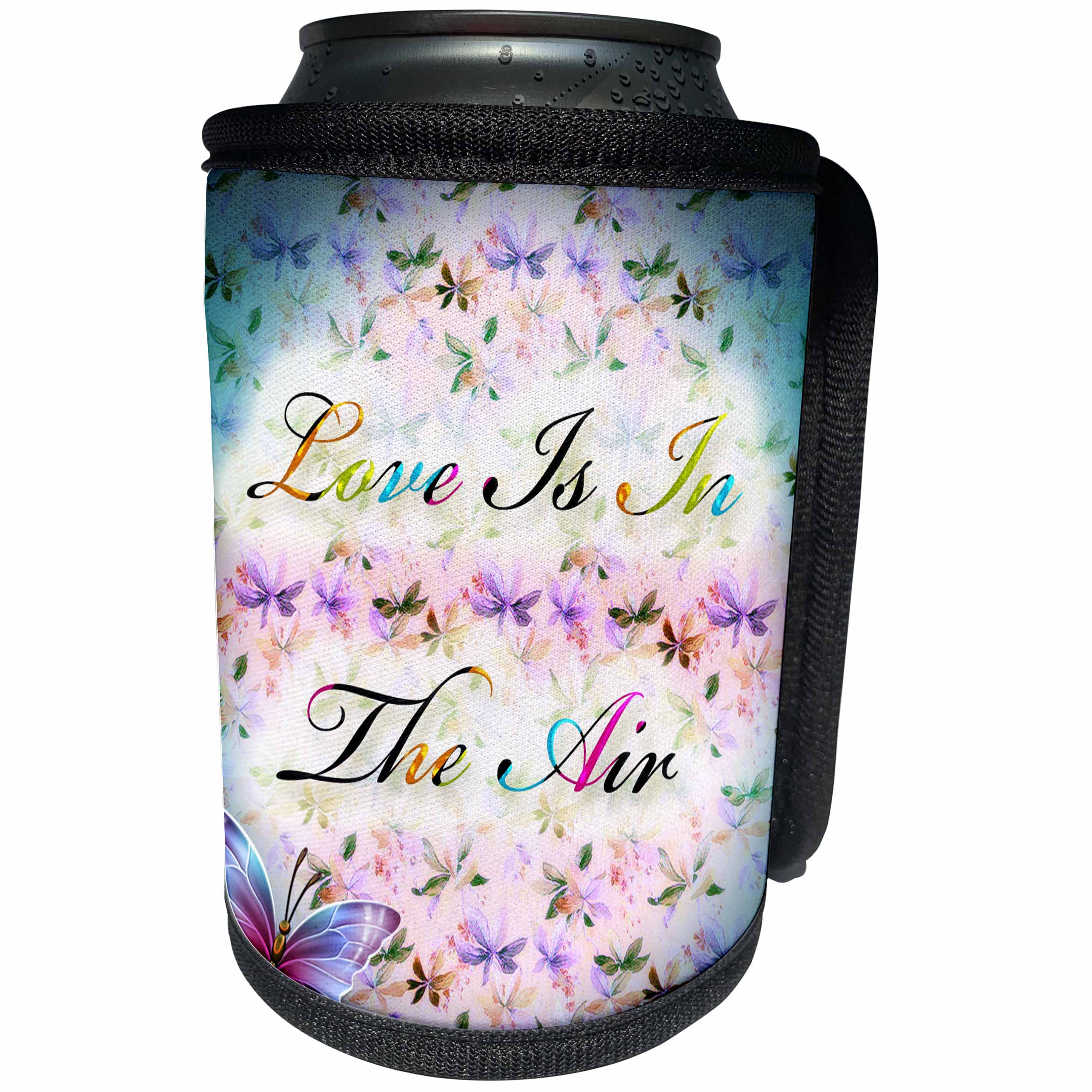 3dRose Spiritual Awakenings Fantasy - Butterflies and Spiritual Saying - Can Cooler Bottle Wrap (cc_288737)