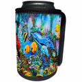 3dRose Spiritual Awakenings SeaScapes - dolphins, angel fish, coral reefs a beautiful ocean playground - Can Cooler Bottle Wrap (cc_288743)