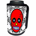 3dRose Janna Salak Designs Day of the Dead - Day of the Dead Skull Día de los Muertos Sugar Skull Red White Black Scroll Design - Can Cooler Bottle Wrap (cc_28877)