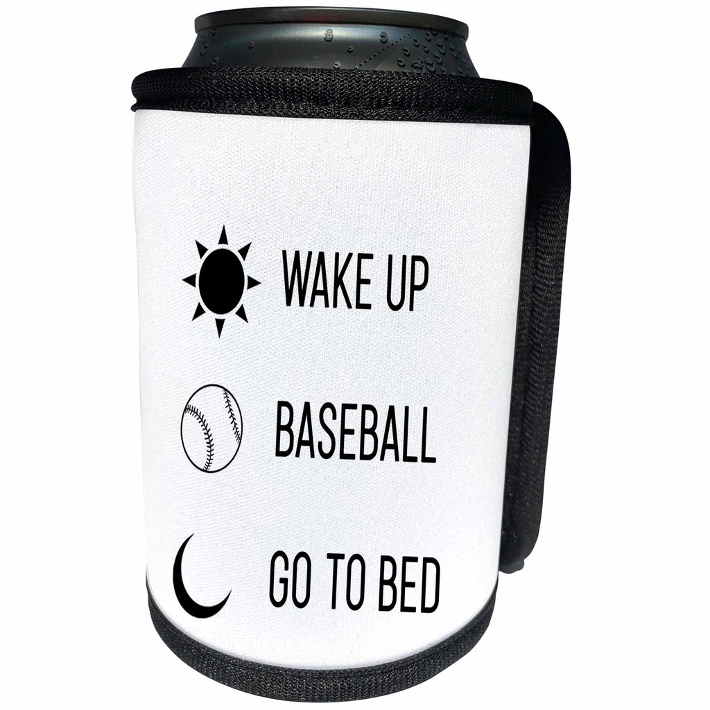 3dRose Tory Anne Collections Quotes - Wake Up Baseball Go To Bed - Can Cooler Bottle Wrap (cc_288780)