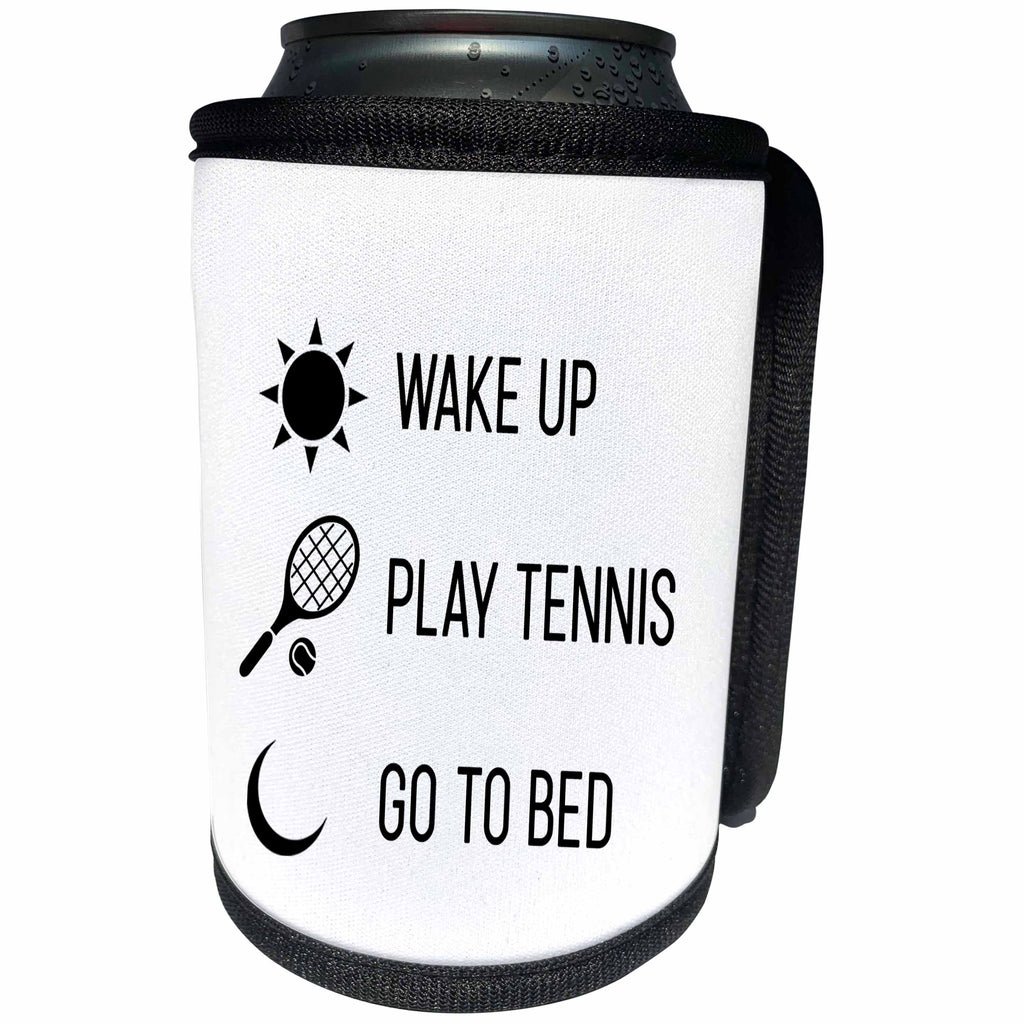3dRose Tory Anne Collections Quotes - Wake Up Play Tennis Go to Bed - Can Cooler Bottle Wrap (cc_288783)