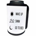 3dRose Tory Anne Collections Quotes - Wake Up Swim Go To Bed - Can Cooler Bottle Wrap (cc_288784)