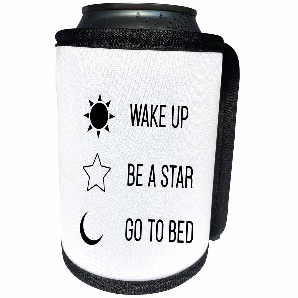 3dRose Tory Anne Collections Quotes - Wake Up Be A Star Go To Bed - Can Cooler Bottle Wrap (cc_288785)