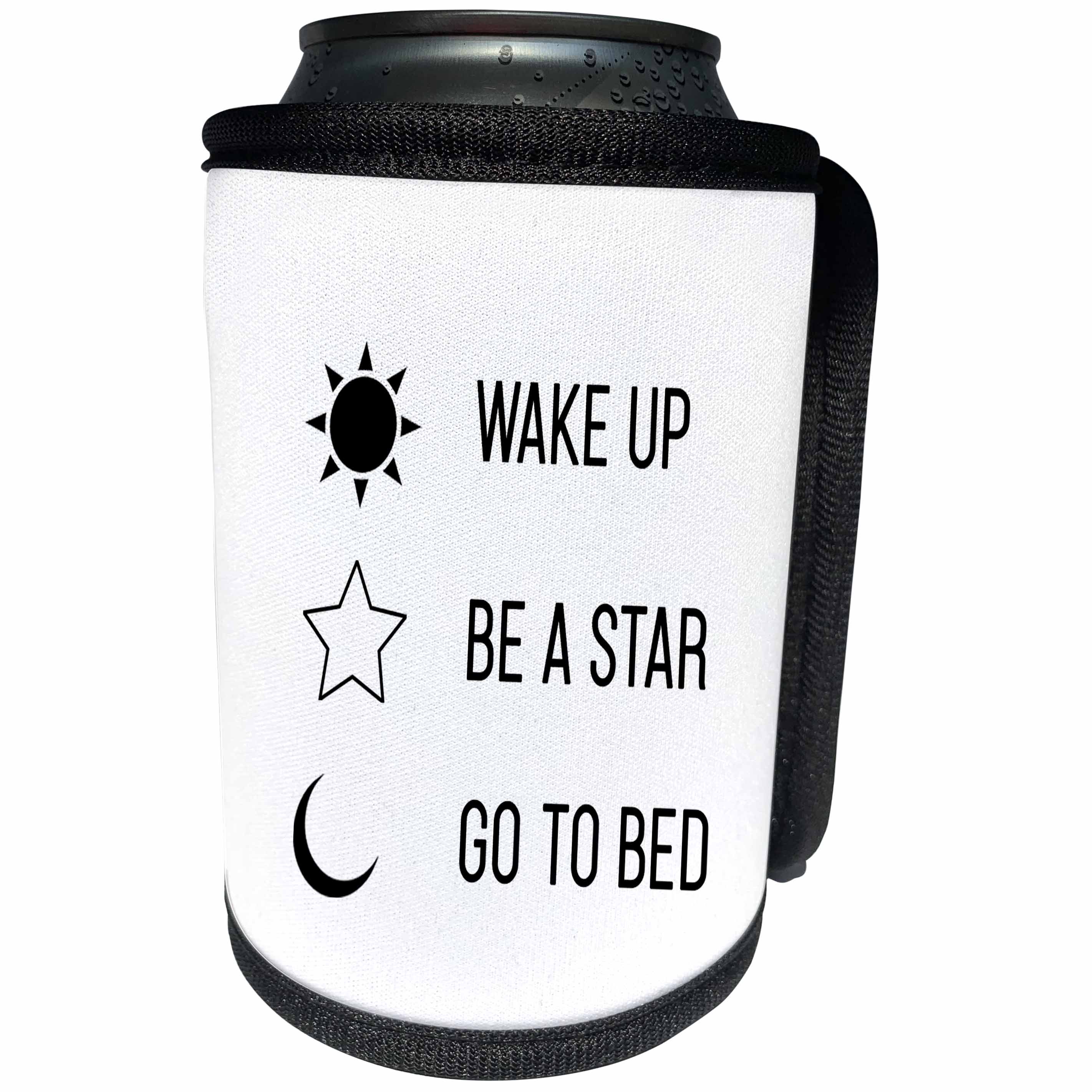 3dRose Tory Anne Collections Quotes - Wake Up Be A Star Go To Bed - Can Cooler Bottle Wrap (cc_288785)