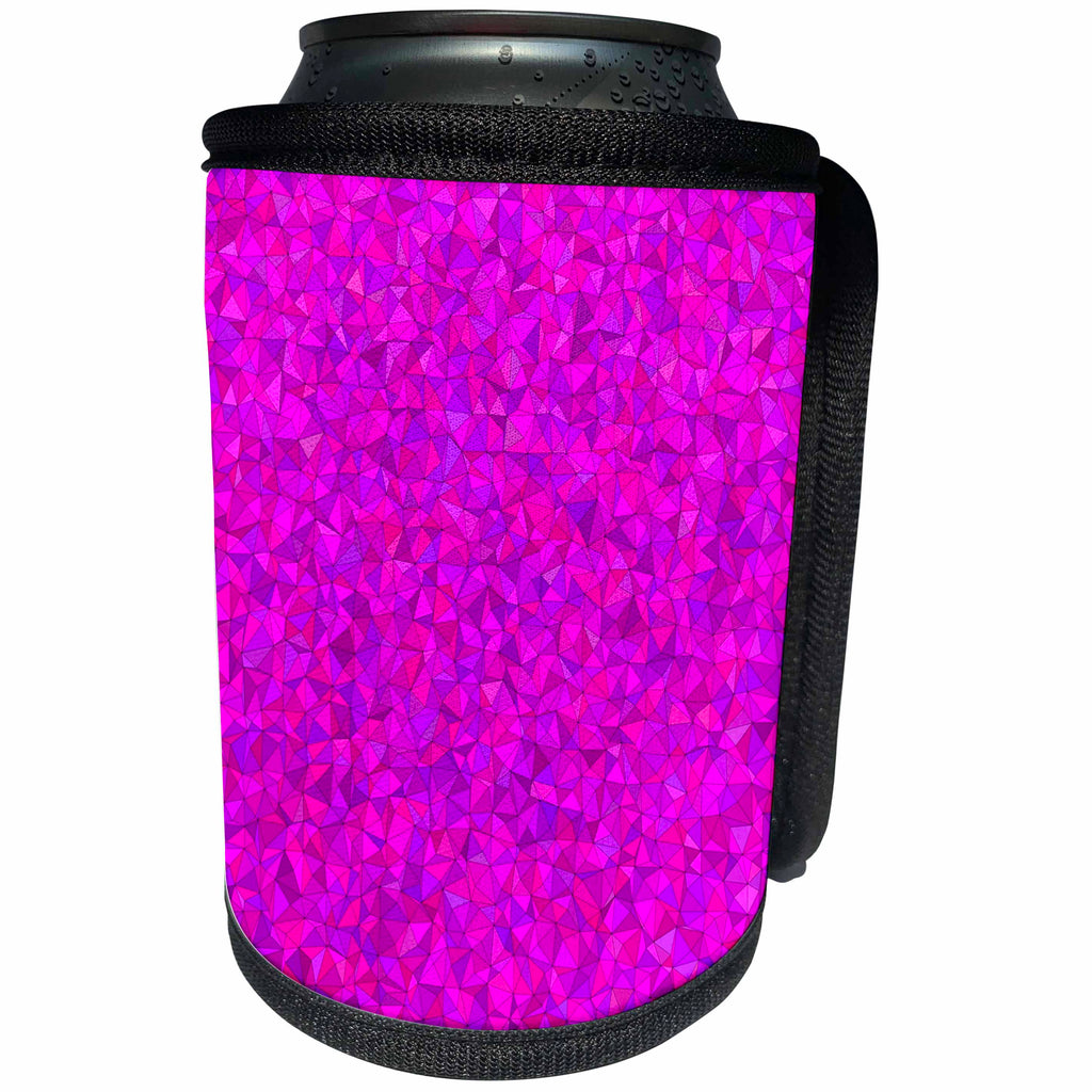 3dRose David Zydd - Triangle Backgrounds - Magenta irregular triangle mosaic design - Can Cooler Bottle Wrap (cc_289055)