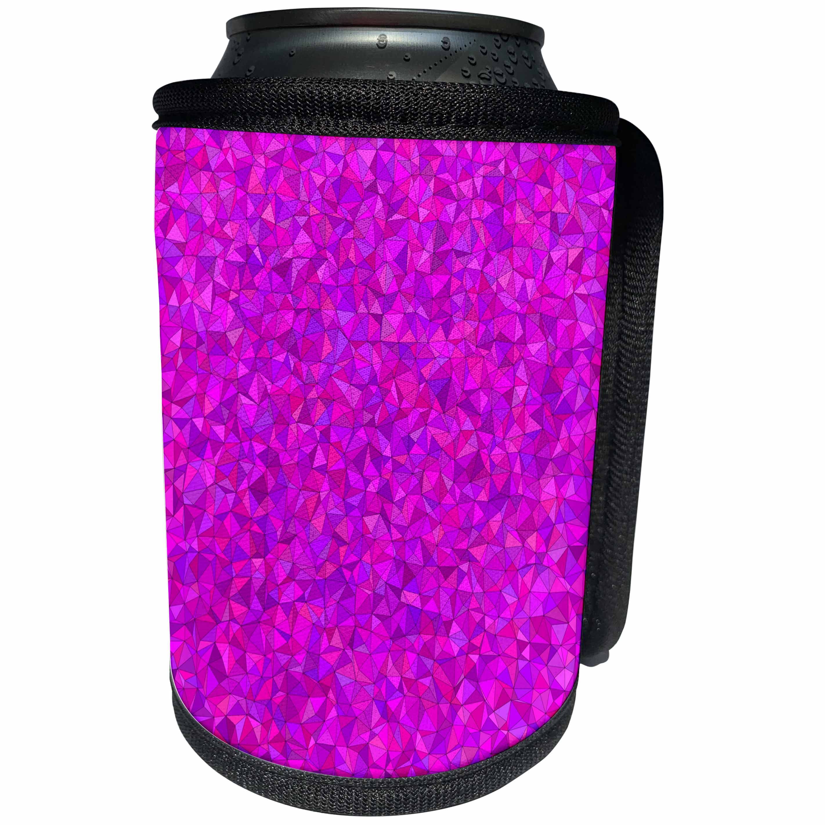 3dRose David Zydd - Triangle Backgrounds - Magenta irregular triangle mosaic design - Can Cooler Bottle Wrap (cc_289055)