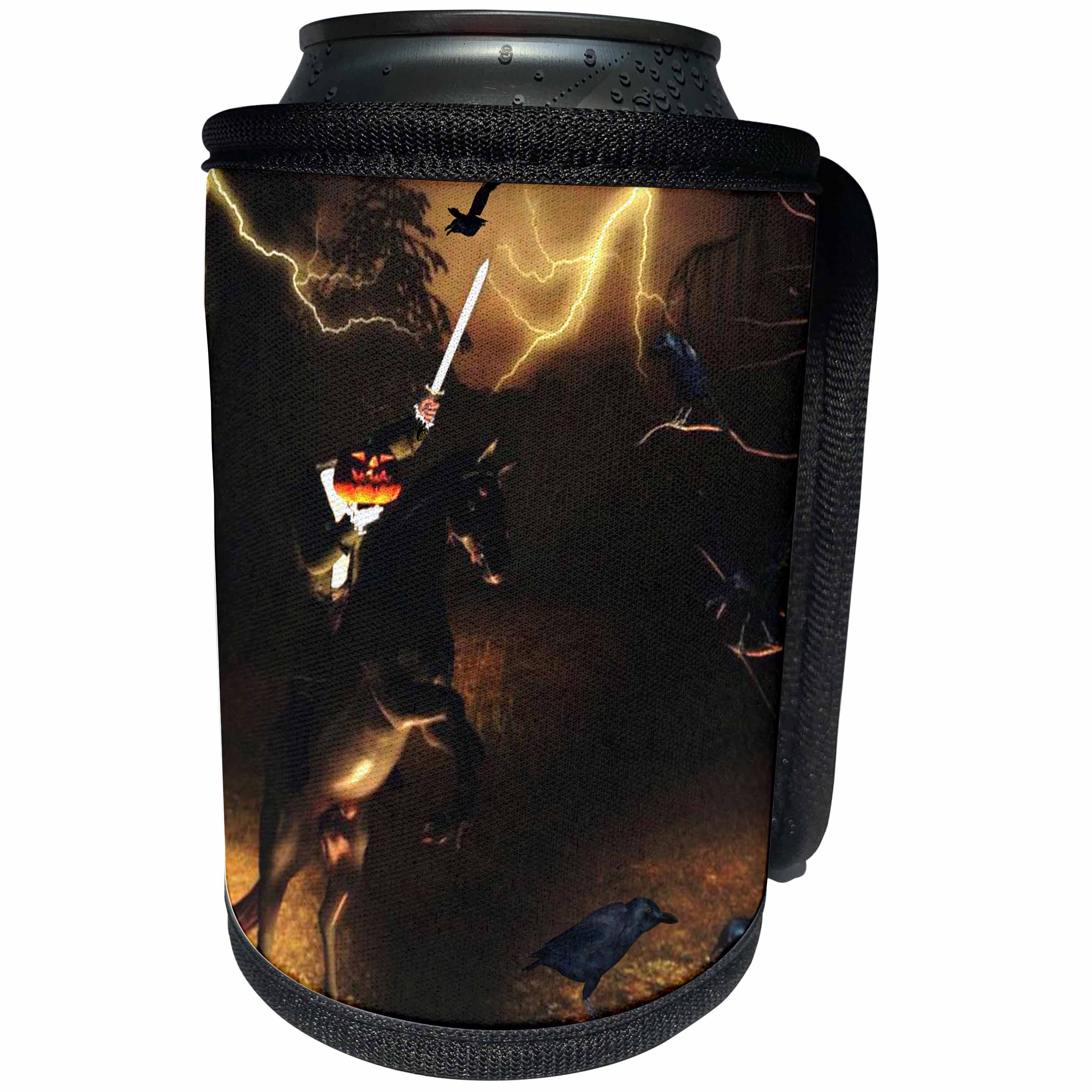 3dRose Renderly Yours Autumn And Halloween - Headless Horseman Rides In Sleepy Hollow - Can Cooler Bottle Wrap (cc_28906)