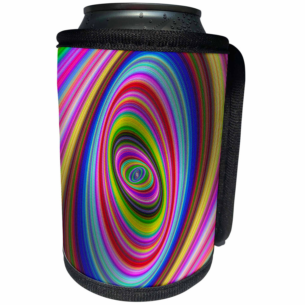 3dRose David Zydd - Colorful Abstract Designs - Colorful Hypnosis - abstract colorful ellipse design - Can Cooler Bottle Wrap (cc_289097)