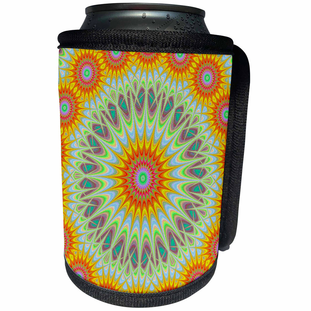 3dRose David Zydd - Star Mandalas - Sun Mandala - abstract fractal design - Can Cooler Bottle Wrap (cc_289112)