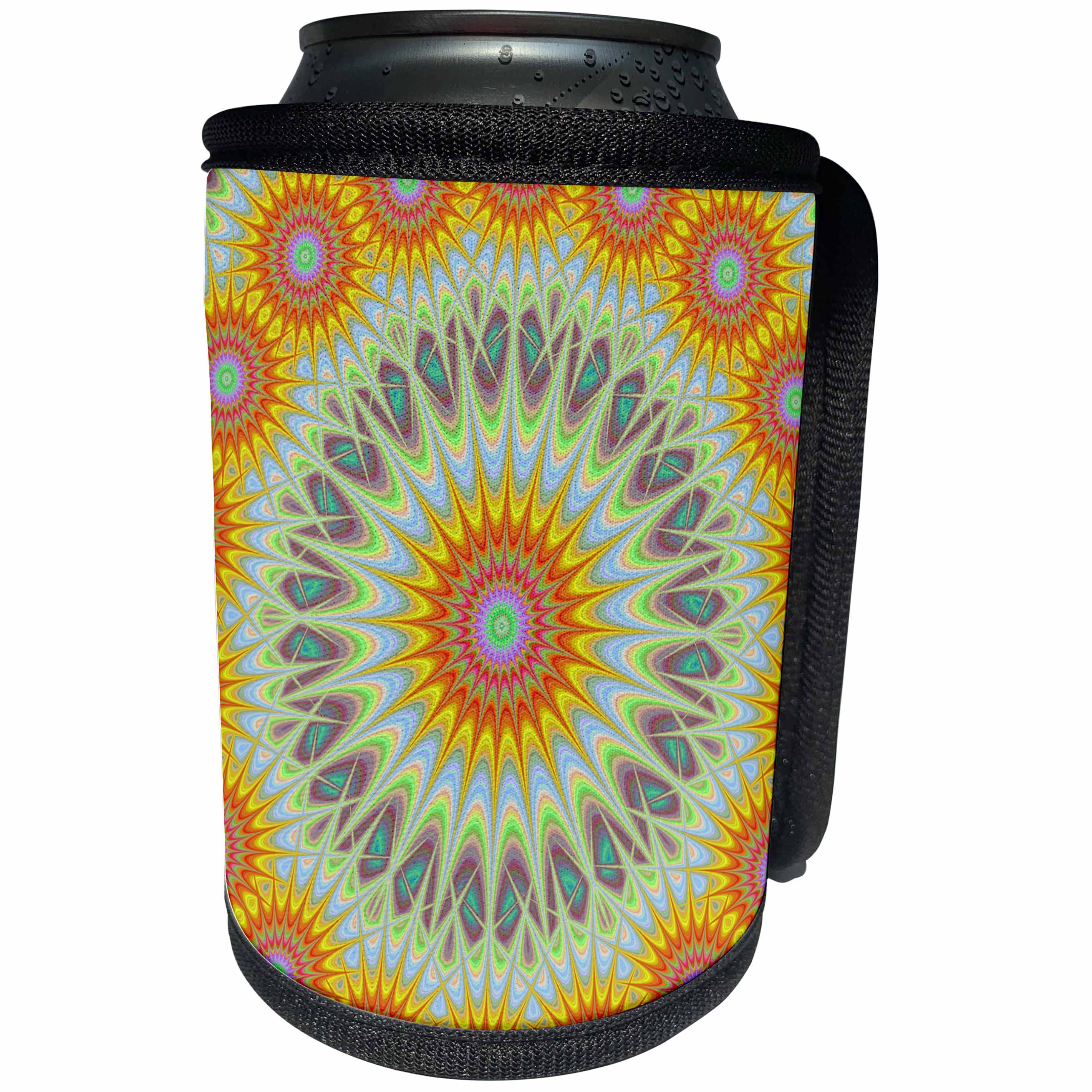 3dRose David Zydd - Star Mandalas - Sun Mandala - abstract fractal design - Can Cooler Bottle Wrap (cc_289112)