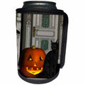 3dRose Renderly Yours Autumn And Halloween - Black Cat With Jack O Lantern - Can Cooler Bottle Wrap (cc_28913)