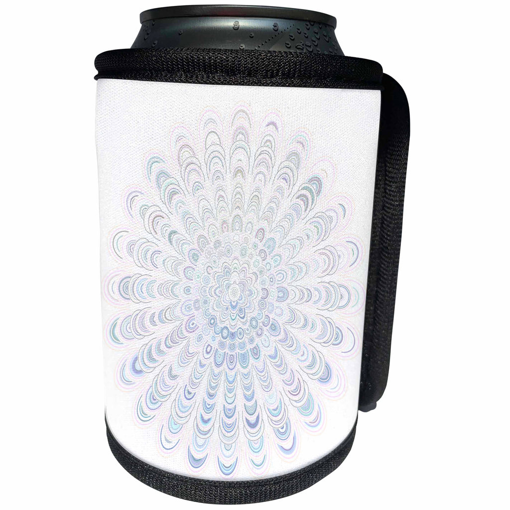 3dRose David Zydd - Floral Mandalas - White Mandala Flower - abstract floral bohemian graphic - Can Cooler Bottle Wrap (cc_289140)
