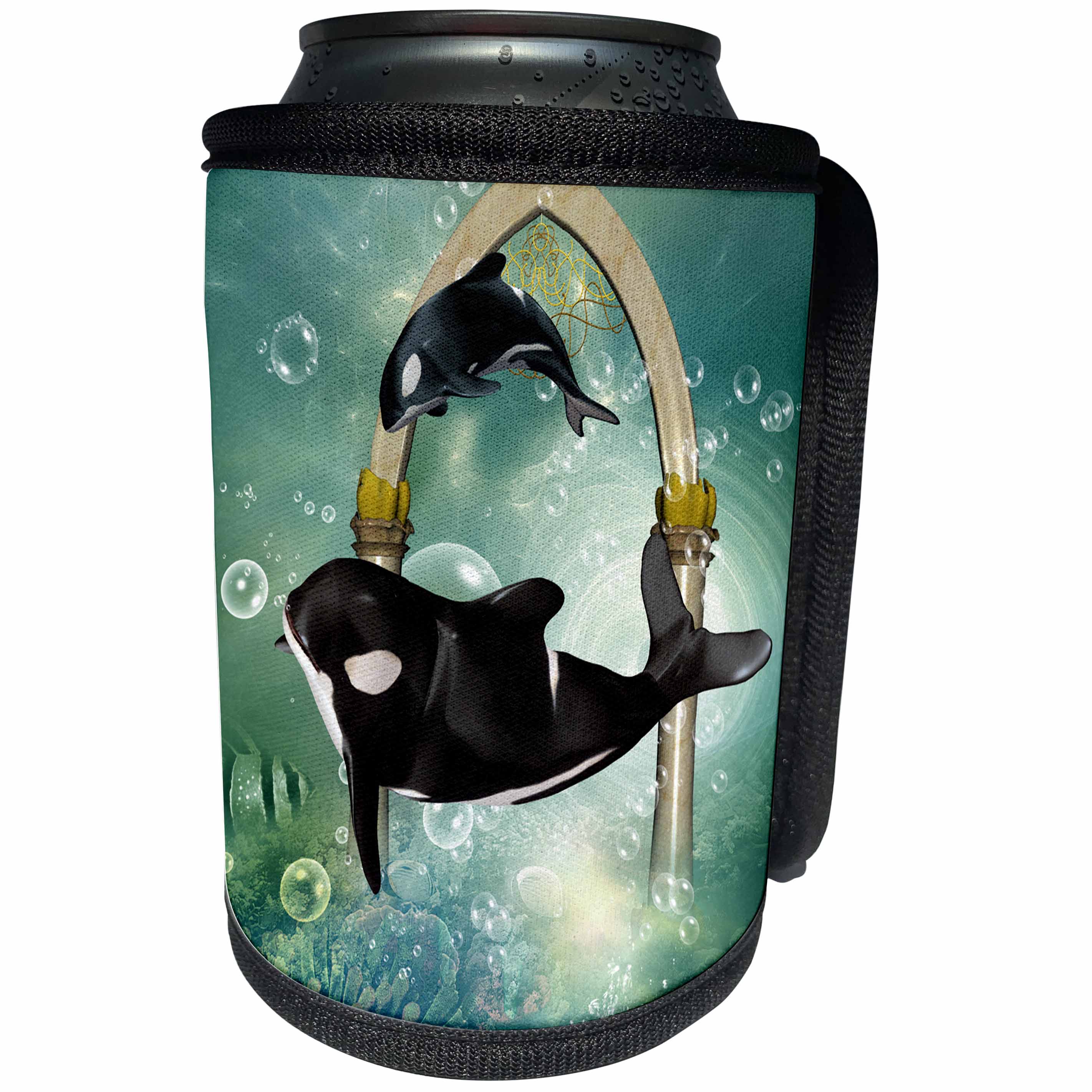 3dRose Heike Köhnen Design Animal - Awesome swimming orca - Can Cooler Bottle Wrap (cc_289160)
