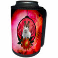3dRose Heike Köhnen Design Animal - Cute pomeranian with flowers - Can Cooler Bottle Wrap (cc_289164)