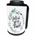 3dRose Anis Illustration-Quote - Follow your heart quote with eucalyptus wreath - Can Cooler Bottle Wrap (cc_289173)