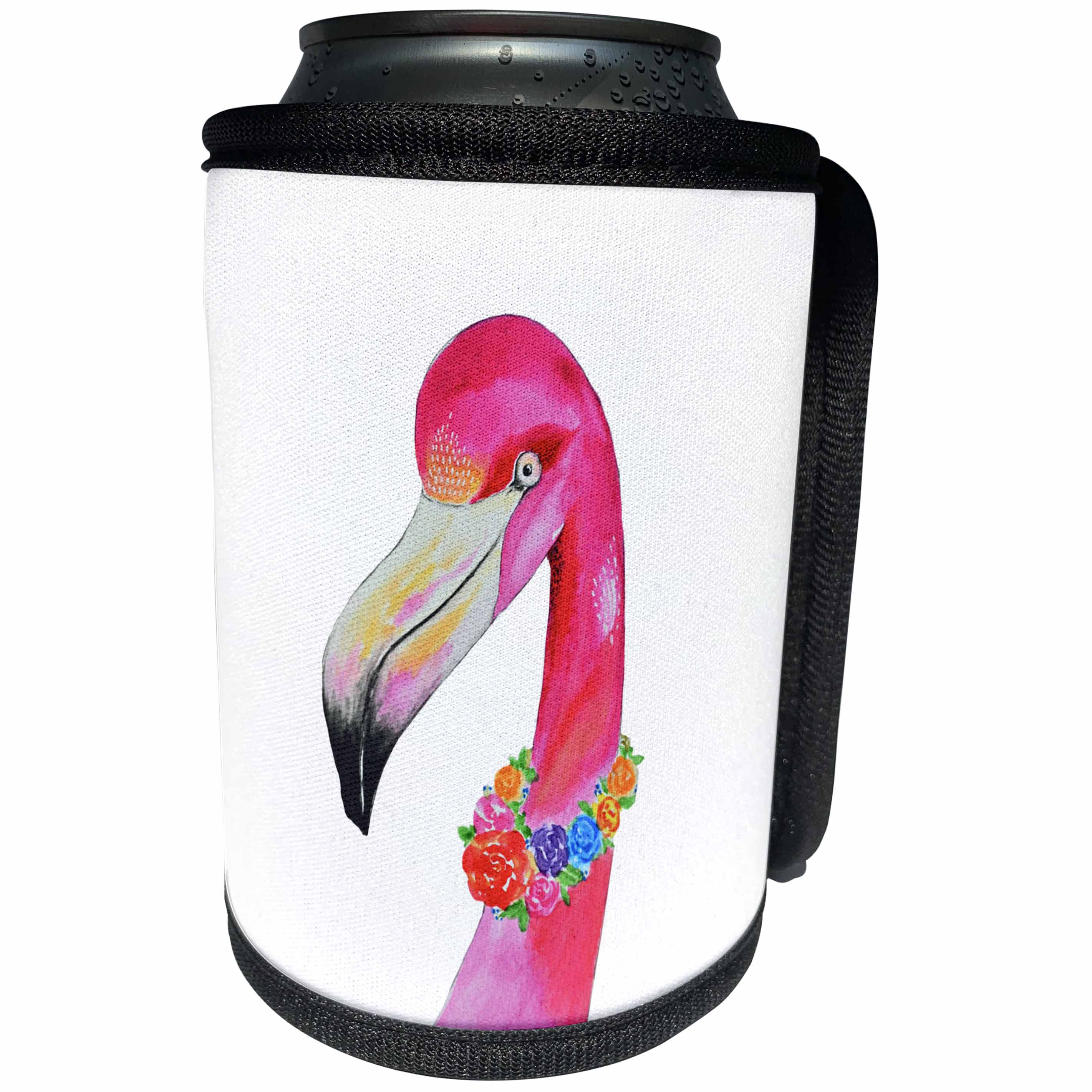 3dRose Artbynikirjariwala - Flamingo - Bird - Tropical Bird Flamingo illustration - Can Cooler Bottle Wrap (cc_289183)