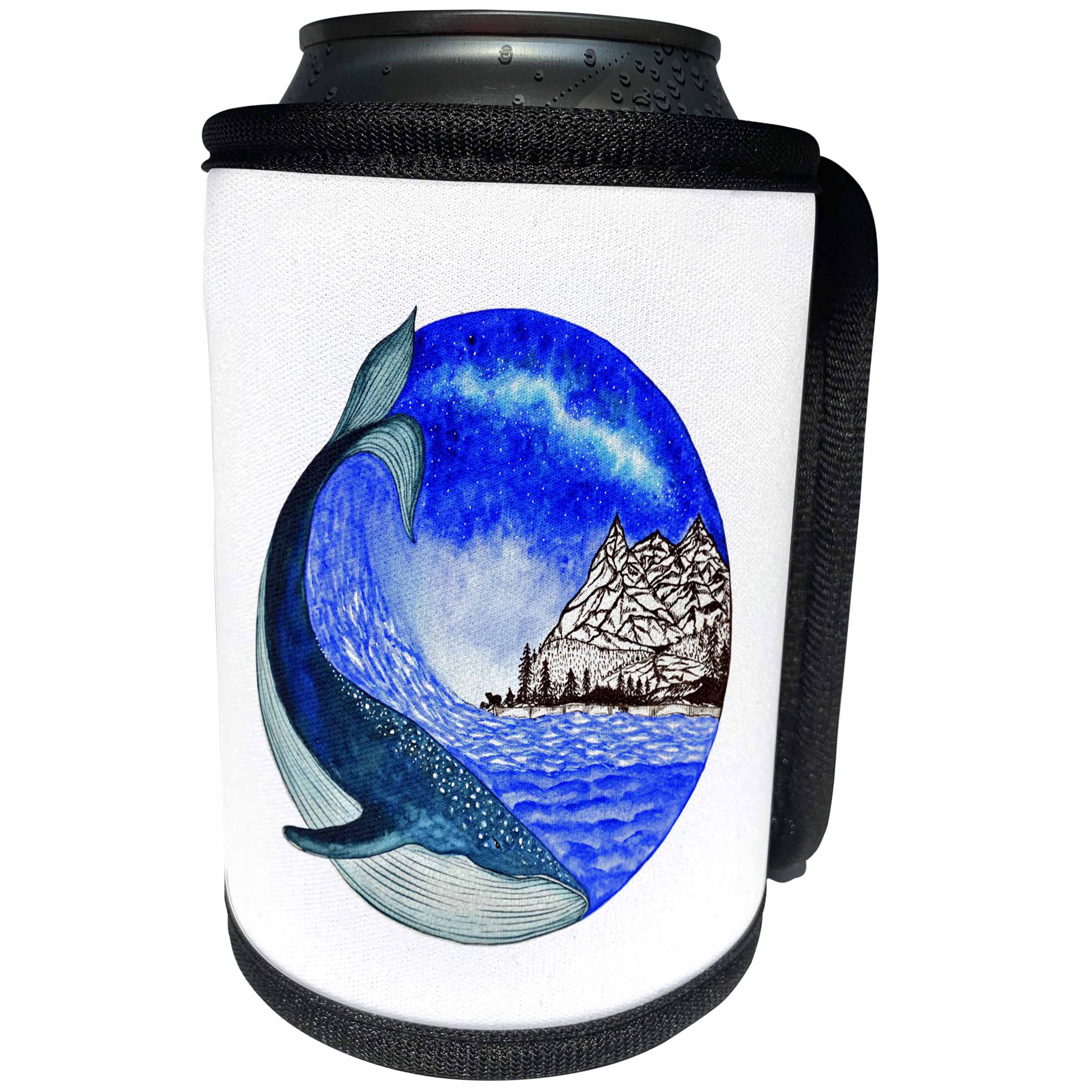 3dRose Artbynikirjariwala - Magical - Blue Whale - Nordic inspired Blue Whale illustration - Can Cooler Bottle Wrap (cc_289185)