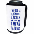 3dRose Becky Nimoy Stationery – Funny - Worlds Greatest Farter I mean Father in navy blue stamped style - Can Cooler Bottle Wrap (cc_289196)