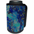 3dRose Andrea Haase Art Illustration - Shiny Faux Sequin Pattern In Blue And Turquoise - Can Cooler Bottle Wrap (cc_289385)