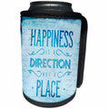 3dRose Andrea Haase Inspirational Typography - Blue Happiness Is A Direction Not A Place Inspirational Quote - Can Cooler Bottle Wrap (cc_289425)