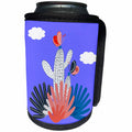 3dRose Amar Singha Art - Landscape - Cactus With Butterfly In A Shiny Blue Sky - Can Cooler Bottle Wrap (cc_289478)