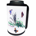 3dRose Amar Singha Art - Watercolor Flower - Colorful Butterflies Around The Flowers - Can Cooler Bottle Wrap (cc_289505)