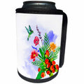 3dRose Amar Singha Art - Watercolor Bird - A Bush Of Flowers With Flying Bird - Can Cooler Bottle Wrap (cc_289509)