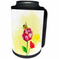 3dRose Amar Singha Art - Watercolor Flower - A Tulip Flower With Bee - Can Cooler Bottle Wrap (cc_289518)