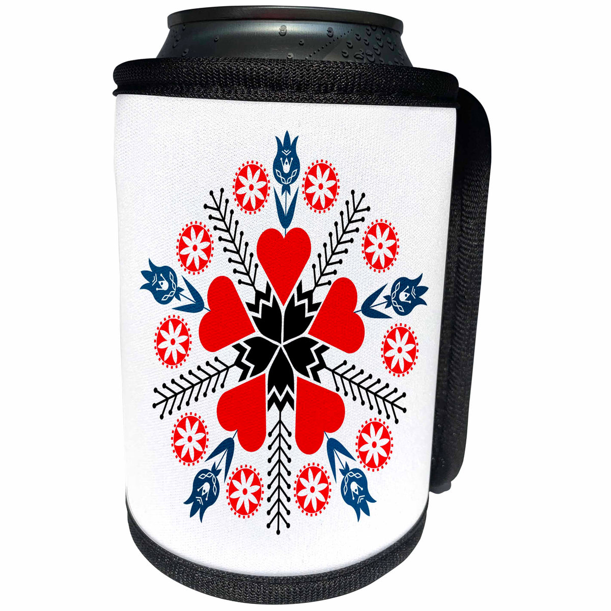 3dRose Amar Singha Art - Folk Art - Round Shaped Decorative Flower - Can Cooler Bottle Wrap (cc_289532)